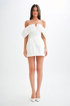 Portia Off Shoulder Satin Corset Dress in White – Chic&Drifts