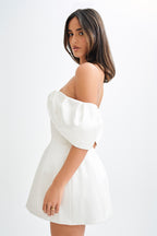 Portia Off Shoulder Satin Corset Dress in White – Chic&Drifts