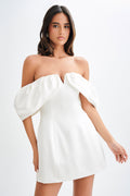 Portia Off Shoulder Satin Corset Dress in White – Chic&Drifts