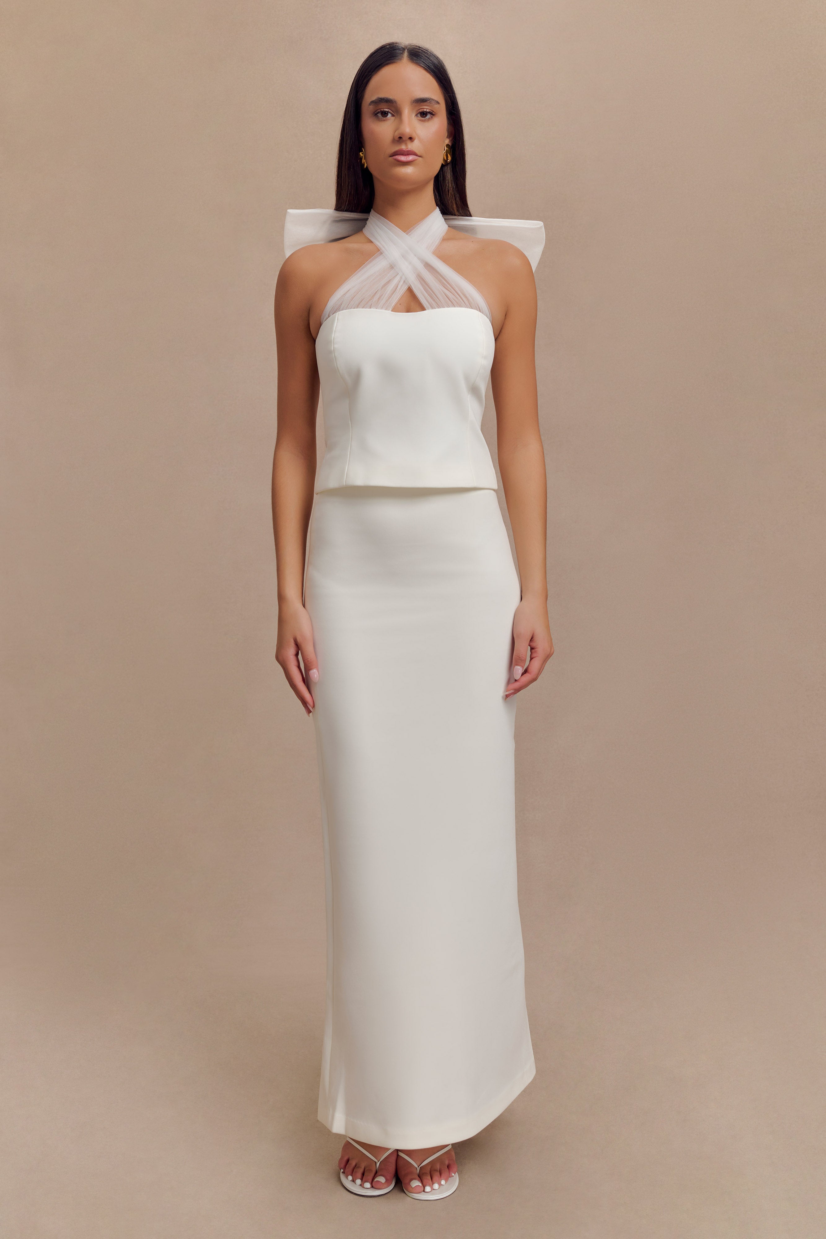 Maryam Tulle Bow Top in White – Chic&Drifts