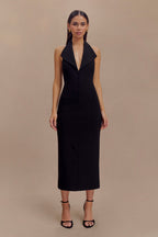 Annita Crepe Halter Midi Dress in Black – Chic&Drifts