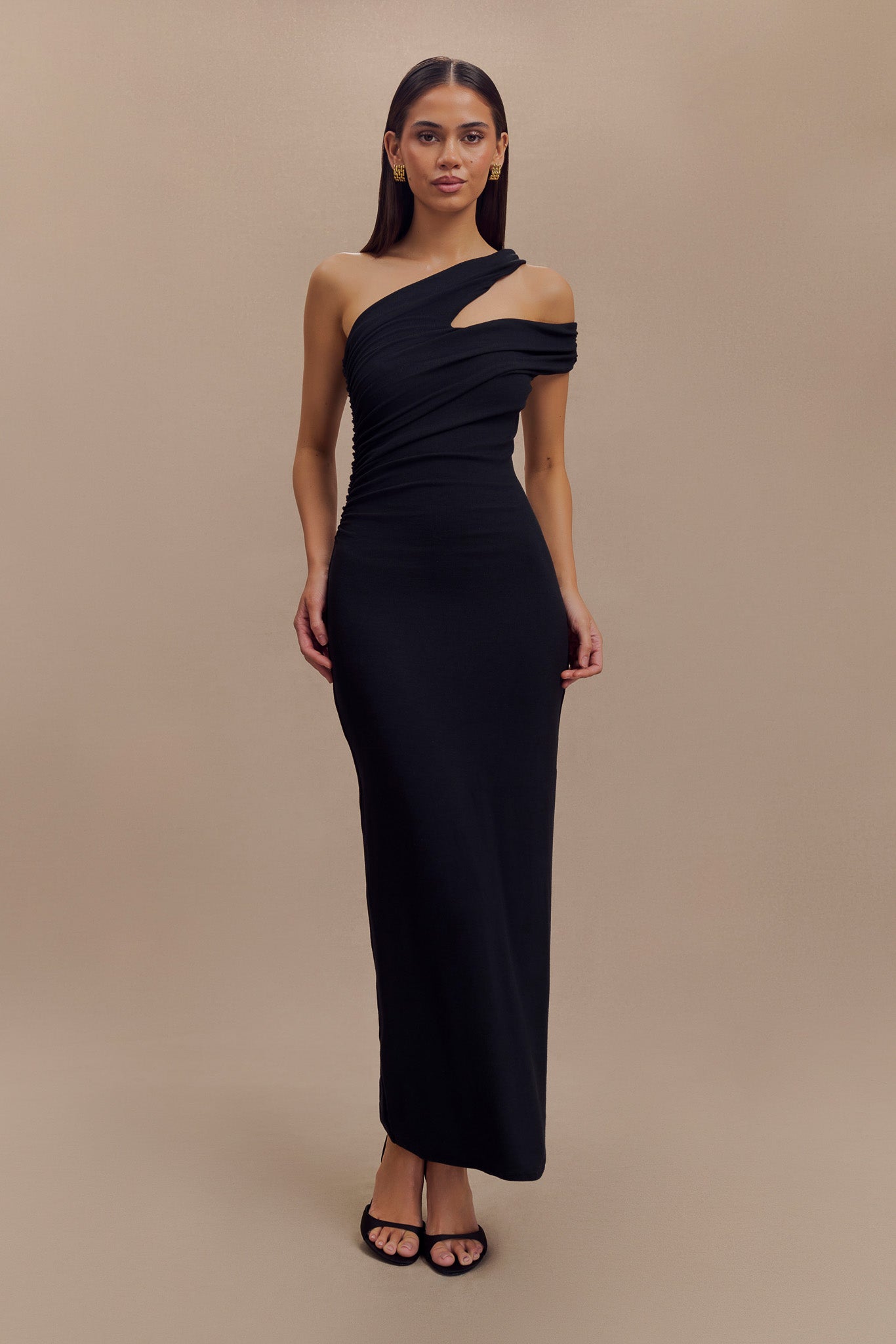 Anastasia One Shoulder Modal Midi Dress in Black – Chic&Drifts