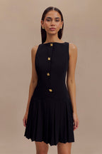 Mackenzie Sleeveless Pleated Mini Dress in Black – Chic&Drifts