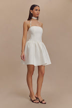 Ruby Halter Mini Dress in White – Chic&Drifts