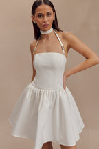 Ruby Halter Mini Dress in White – Chic&Drifts