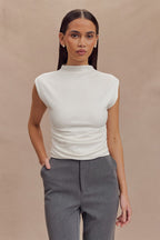 Ellia High Neck Sleeveless Top in White – Chic&Drifts