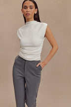 Ellia High Neck Sleeveless Top in White – Chic&Drifts