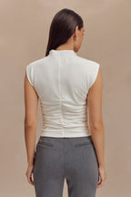 Ellia High Neck Sleeveless Top in White – Chic&Drifts