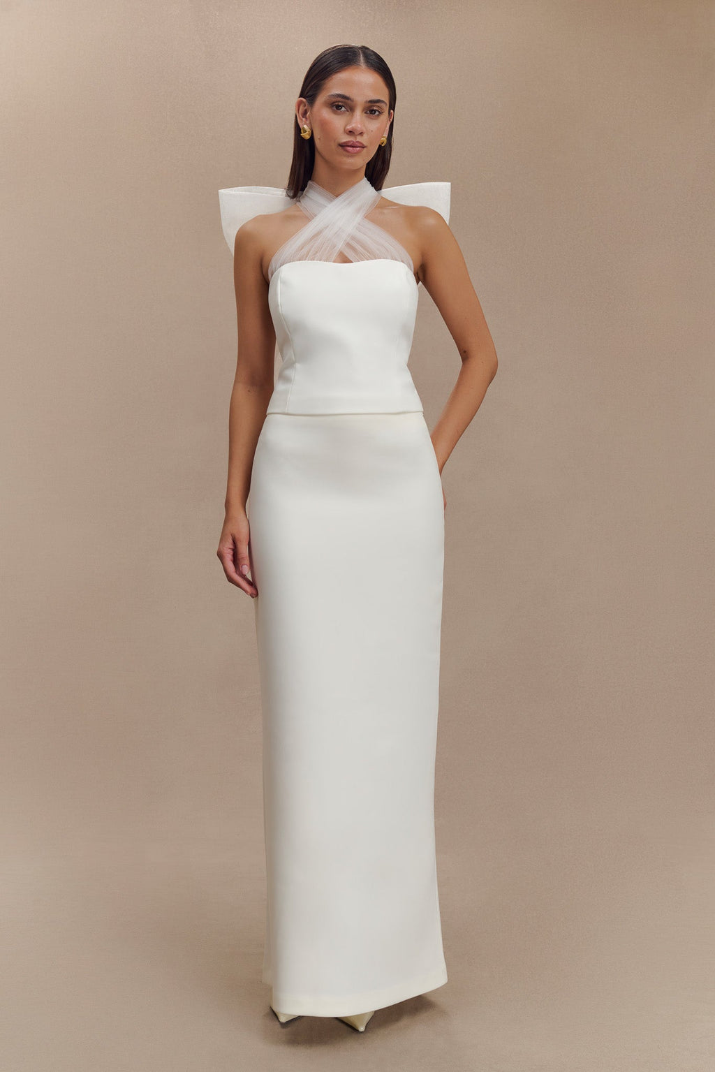 Maryam Tulle Bow Top in White – Chic&Drifts