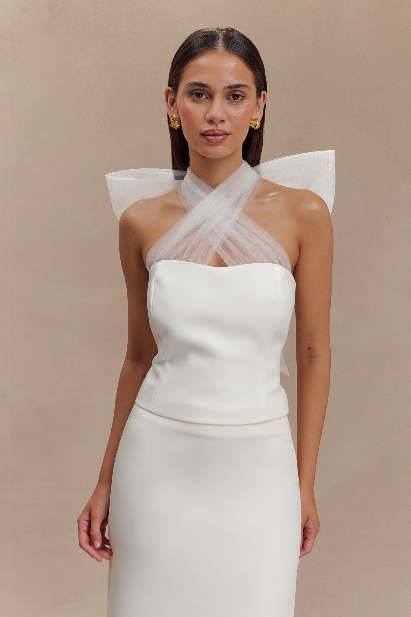 Maryam Tulle Bow Top in White – Chic&Drifts