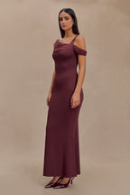 Janette Recycled Nylon And Mesh Sleeveless Maxi Dress in Mahogany – Chic&Drifts