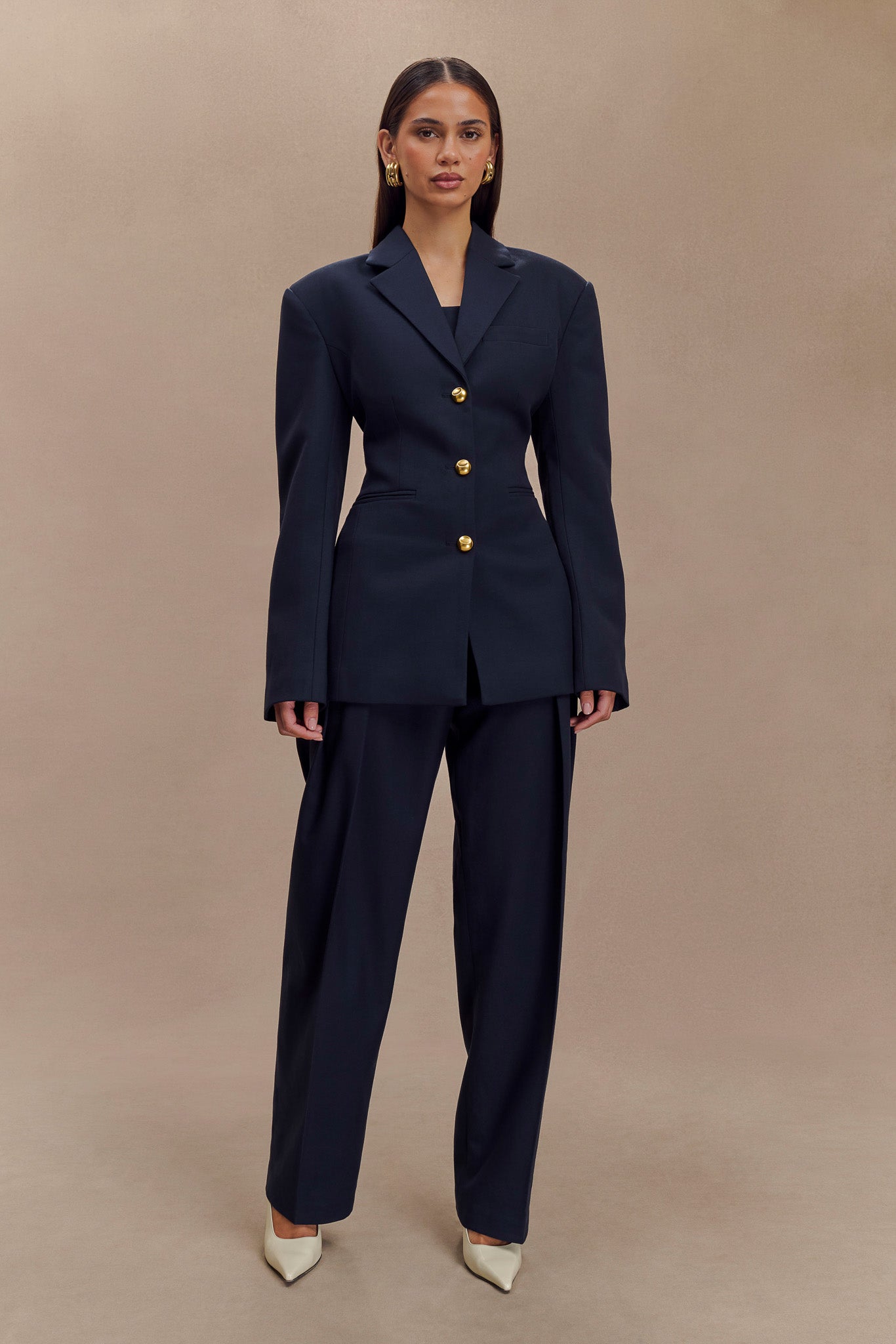 Penelope Pleated High Waisted Pants in Dark Navy – Chic&Drifts