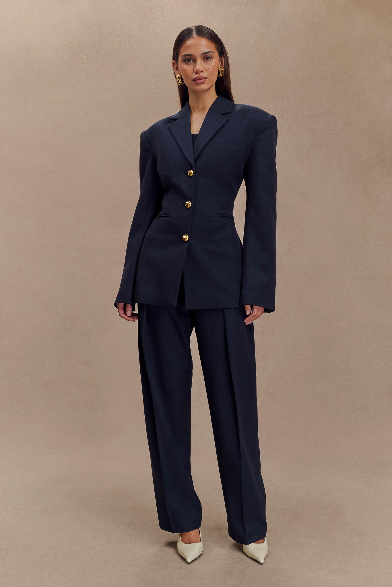 Penelope Pleated High Waisted Pants in Dark Navy – Chic&Drifts