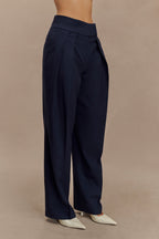 Penelope Pleated High Waisted Pants in Dark Navy – Chic&Drifts