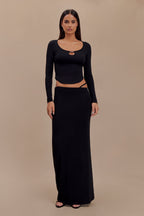 Natalia Modal Buckle Maxi Skirt in Black – Chic&Drifts