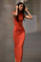 Kaida Slinky Maxi Dress With Hardware in Burnt Orange – Chic&Drifts