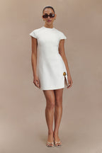 Remi Suiting Mini Dress With Floral Hardware in White – Chic&Drifts