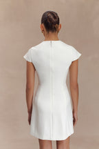 Remi Suiting Mini Dress With Floral Hardware in White – Chic&Drifts