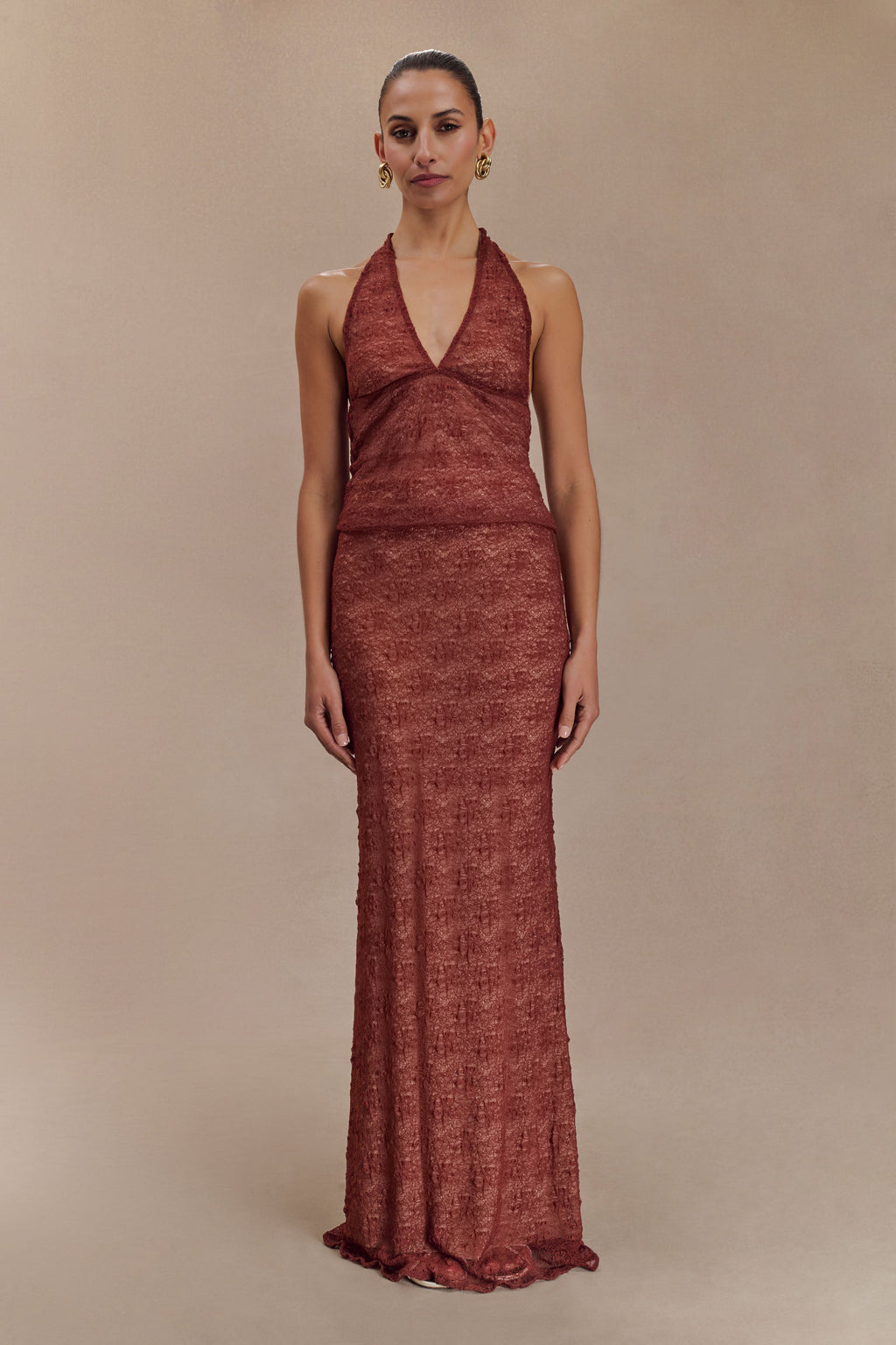 Asher Sheer Lace Halter Top in Chilli – Chic&Drifts