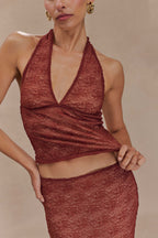 Asher Sheer Lace Halter Top in Chilli – Chic&Drifts
