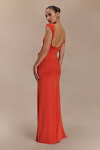 Kaida Slinky Maxi Dress With Hardware in Burnt Orange – Chic&Drifts