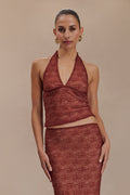 Asher Sheer Lace Halter Top in Chilli – Chic&Drifts