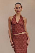 Asher Sheer Lace Halter Top in Chilli – Chic&Drifts