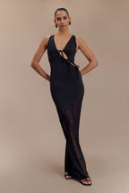 Dove Slinky And Mesh Maxi Dress in Black – Chic&Drifts