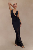 Dove Slinky And Mesh Maxi Dress in Black – Chic&Drifts