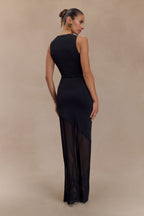 Dove Slinky And Mesh Maxi Dress in Black – Chic&Drifts