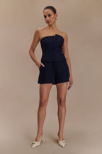 Parker Boucle Strapless Asymmetric Top in Midnight Blue – Chic&Drifts
