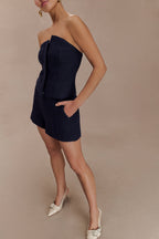 Parker Boucle Strapless Asymmetric Top in Midnight Blue – Chic&Drifts