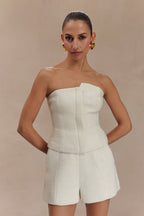 Parker Boucle Strapless Asymmetric Top in Ivory – Chic&Drifts