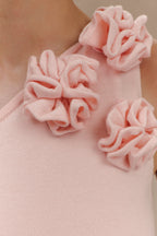 Paloma One Shoulder Knit Maxi Dress With Flowers in Baby Pink – Chic&Drifts