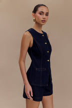 Abel Denim Button Up Top in Indigo Blue – Chic&Drifts