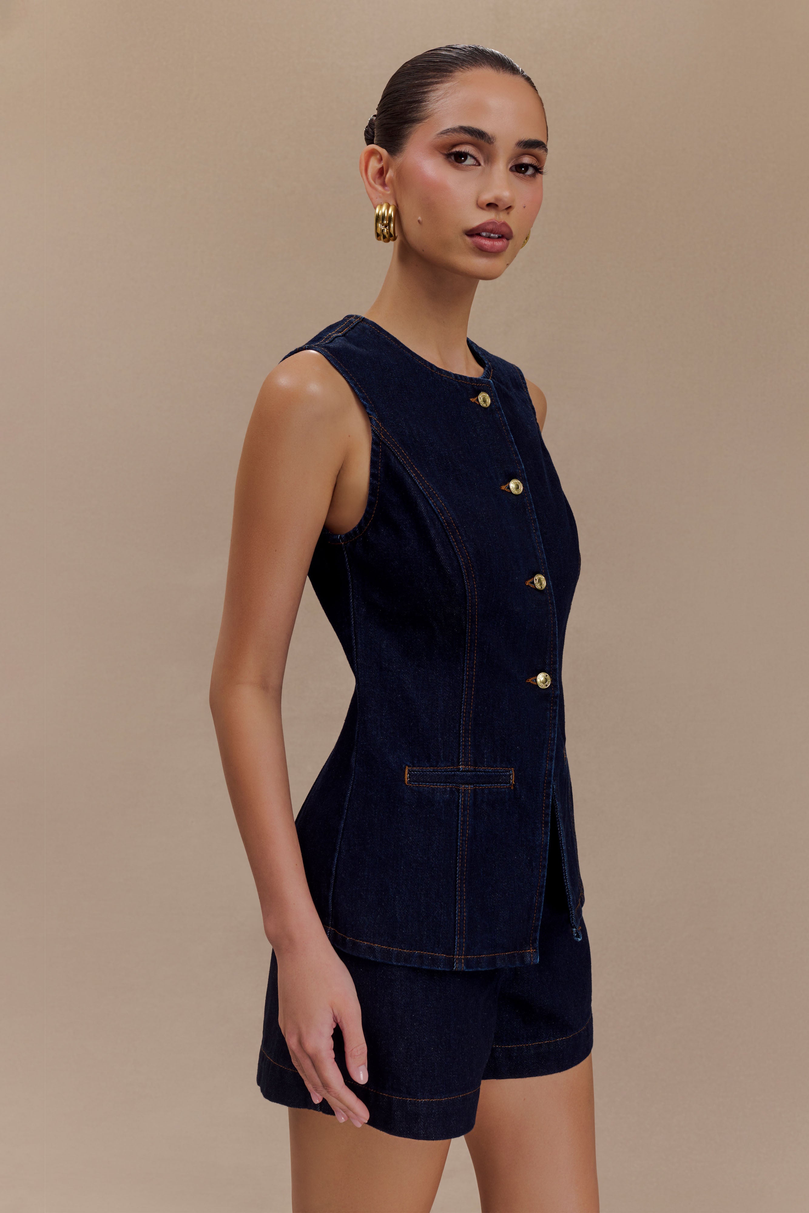 Abel Denim Button Up Top in Indigo Blue – Chic&Drifts