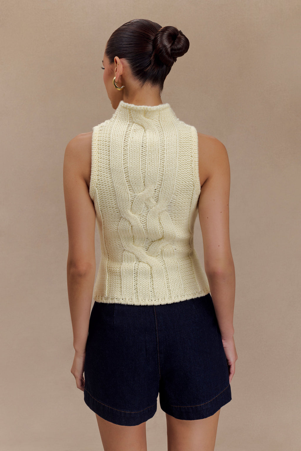 Roberta High Neck Cable Knit Top in Ivory – Chic&Drifts