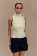 Roberta High Neck Cable Knit Top in Ivory – Chic&Drifts