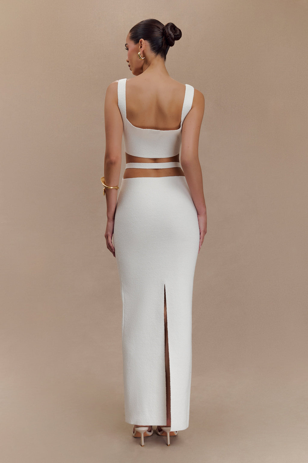 Alysanne Cut Out Knit Maxi Dress in White – Chic&Drifts