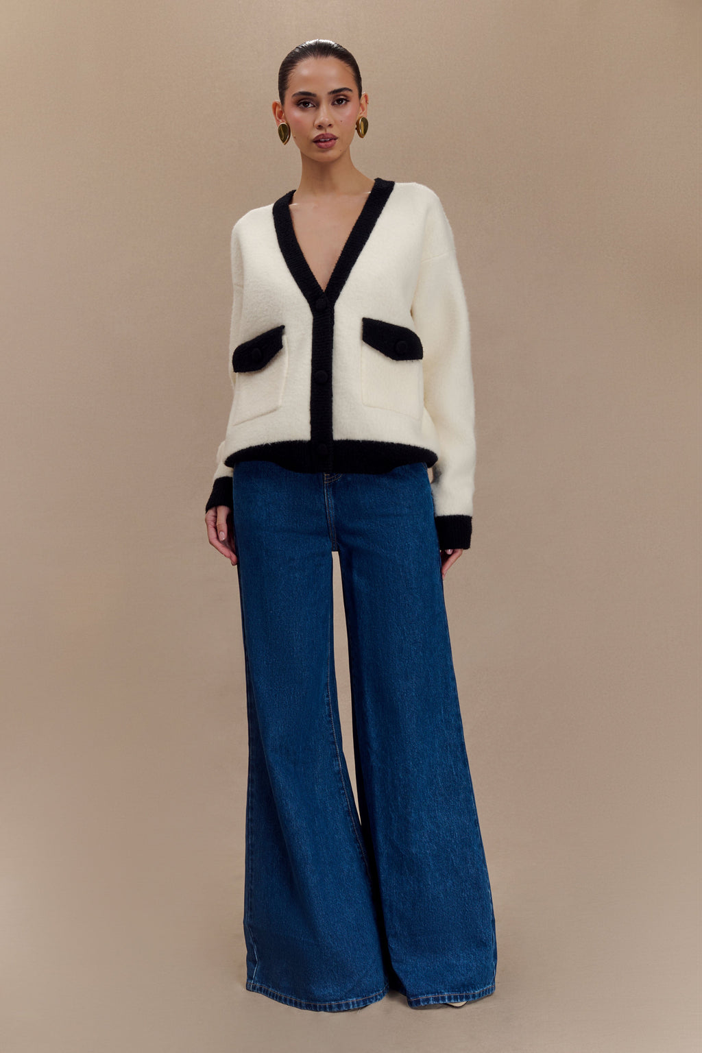 Jen Wide Leg Flare Jeans in Dark Blue – Chic&Drifts