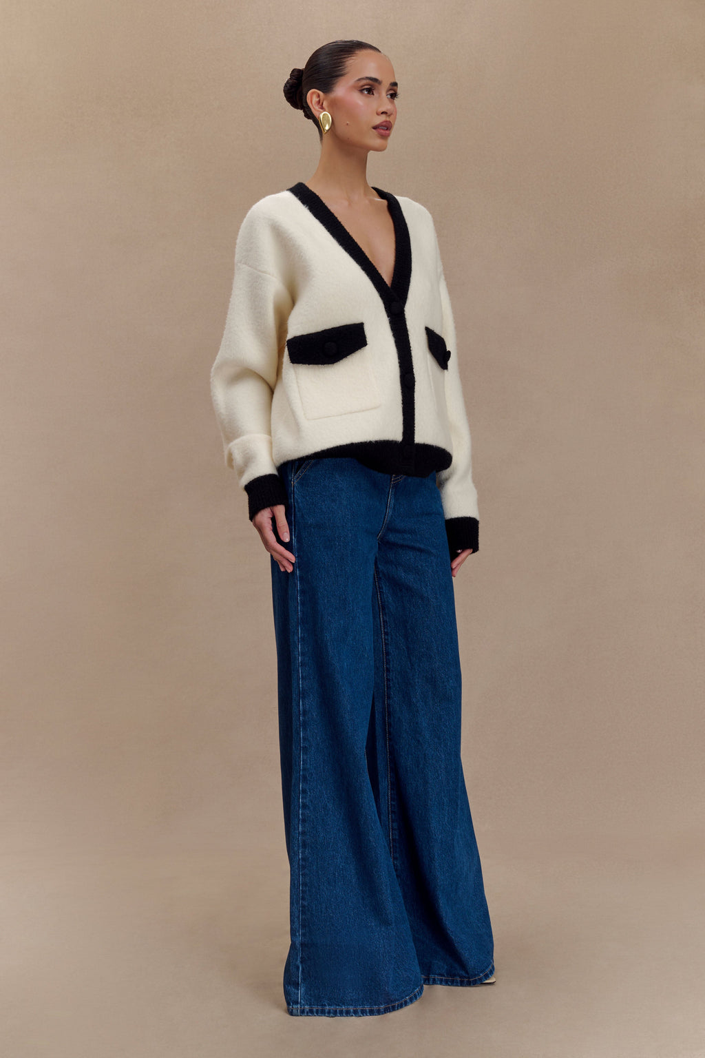 Jen Wide Leg Flare Jeans in Dark Blue – Chic&Drifts