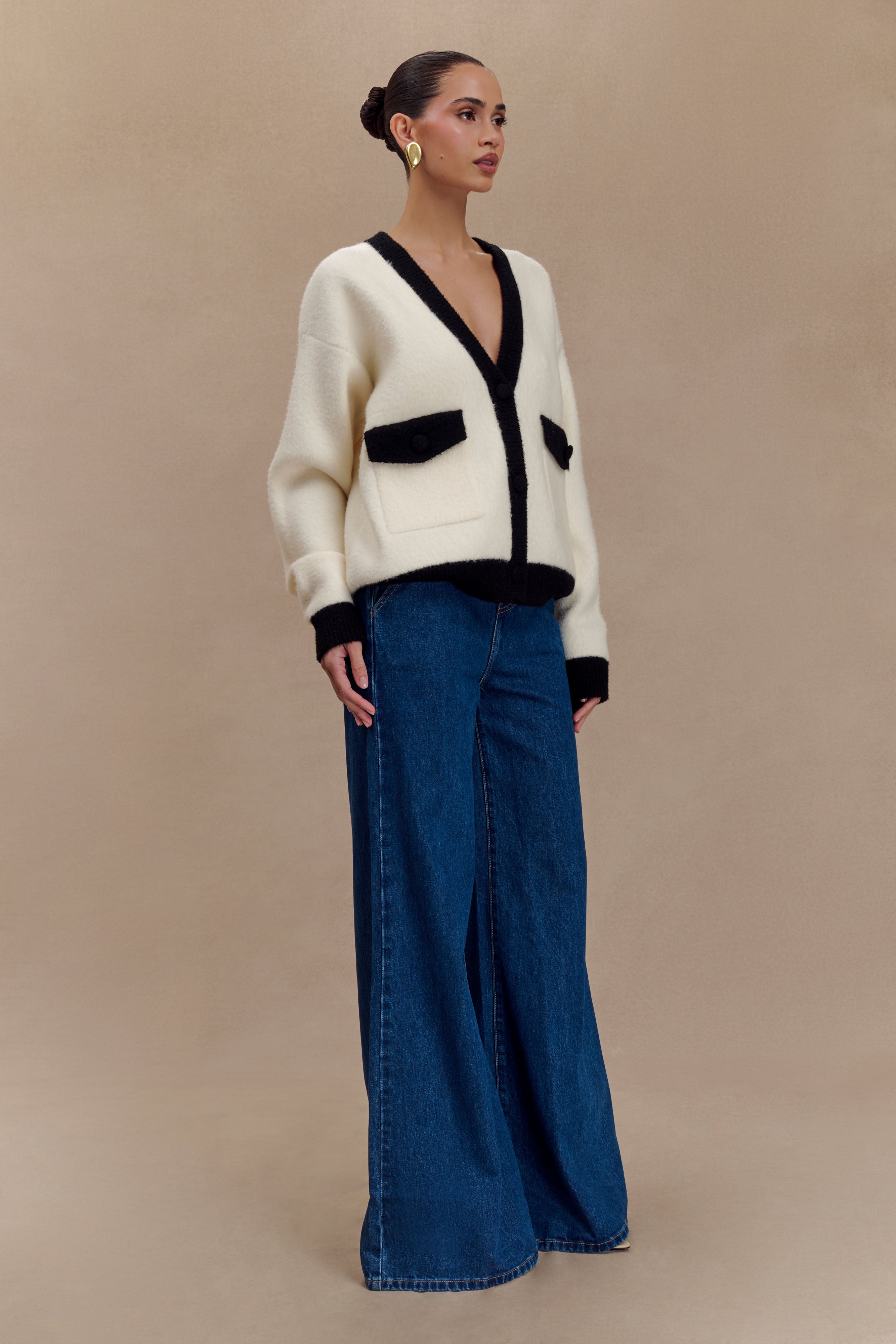 Jen Wide Leg Flare Jeans in Dark Blue – Chic&Drifts