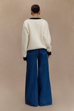 Jen Wide Leg Flare Jeans in Dark Blue – Chic&Drifts