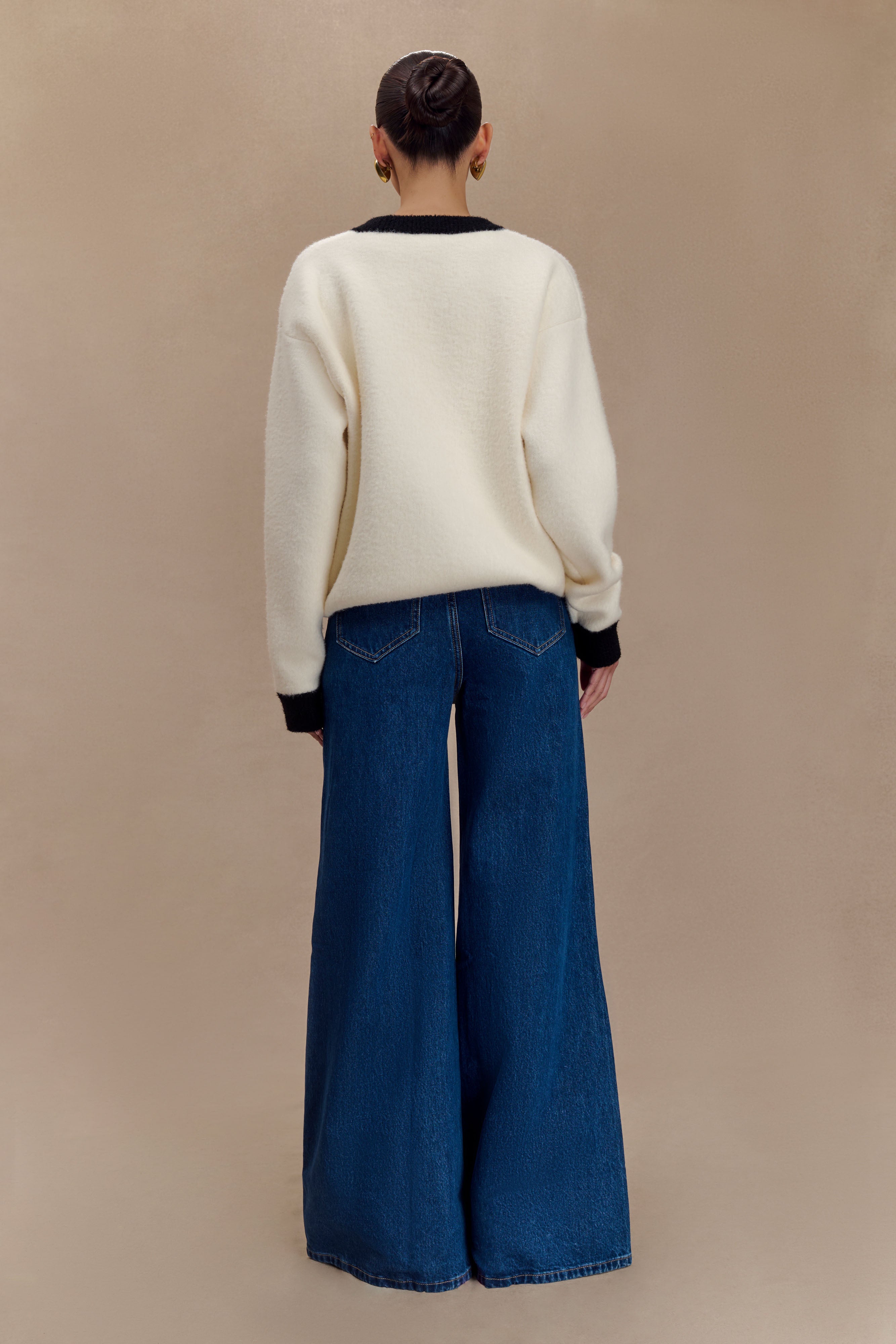 Jen Wide Leg Flare Jeans in Dark Blue – Chic&Drifts