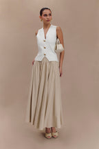 Clarence Linen A-Line Maxi Skirt in Natural – Chic&Drifts