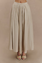 Clarence Linen A-Line Maxi Skirt in Natural – Chic&Drifts