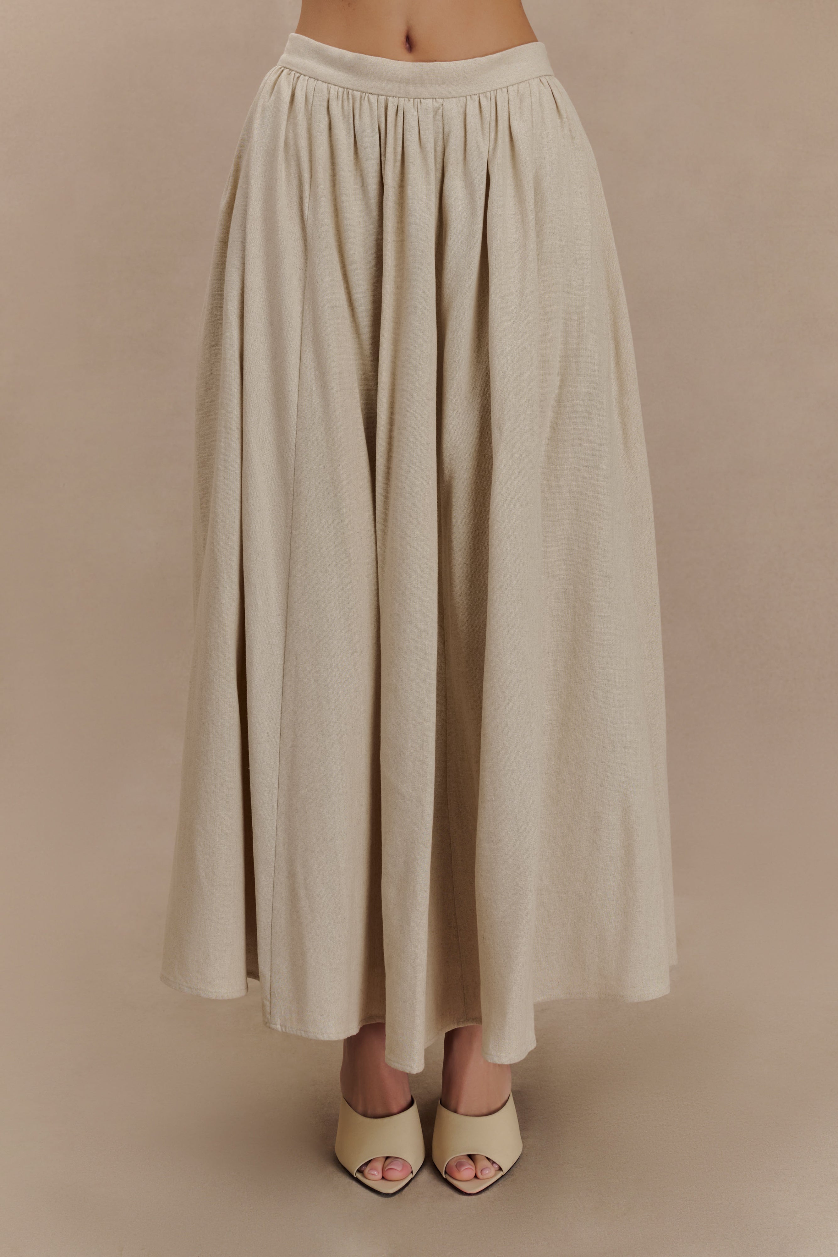 Clarence Linen A-Line Maxi Skirt in Natural – Chic&Drifts