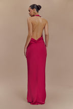 Rinna Satin Halter Maxi Dress in Pink Cherry – Chic&Drifts