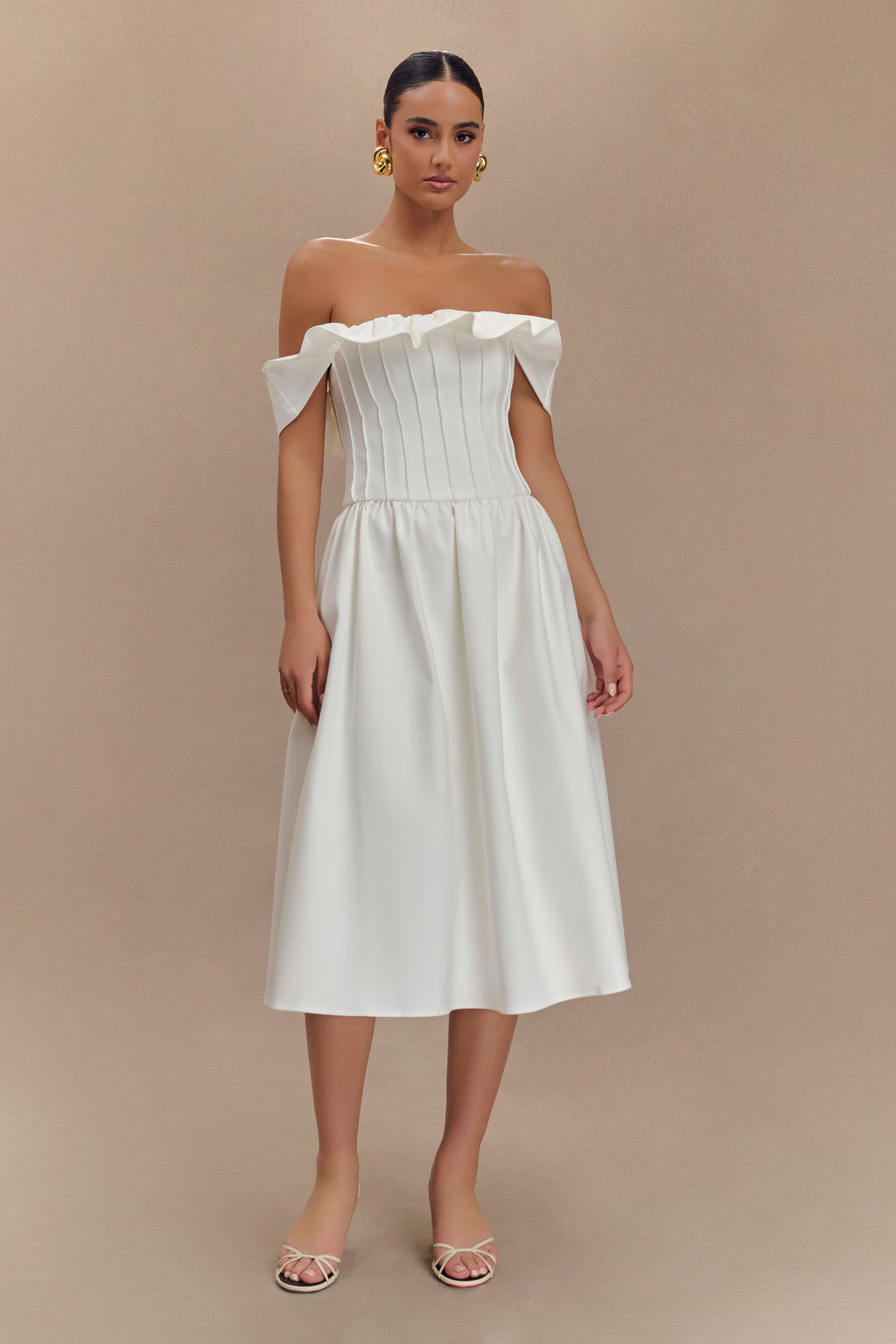 Orla Strapless Cotton Midi Dress in White – Chic&Drifts