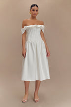 Orla Strapless Cotton Midi Dress in White – Chic&Drifts